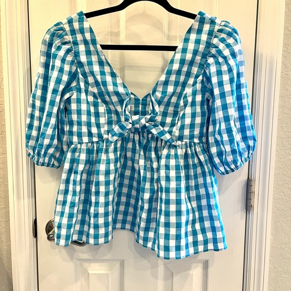 Lilly Pulitzer NWT Sarafina Turquoise
Gingham Babydoll Top Size 6 - Picture 4 of 6